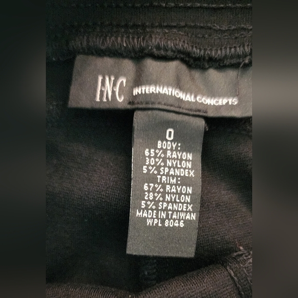 INC International Concepts Black Stretch Knit Pants Insets Women's 0 - Picture 6 of 9